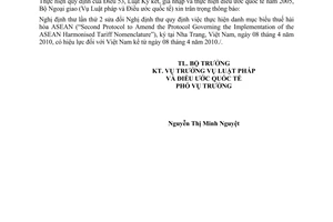 Thông báo 11/2010/TB-LPQT ngày điều ước quốc tế nhiều bên có hiệu lực