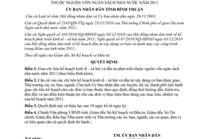 Quyết định 55/2010/QĐ-UBND giao chỉ tiêu kinh tế xã hội đầu tư phát triển ngân sách 2011 Bình Thuận