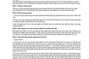 Thông tư 249/2010/TT-BQP hướng dẫn quy trình lập thanh quyết toán kinh phí