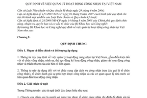 Thông tư 21/2010/TT-BKHCN  quản lý hoạt động công nhận tại Việt Nam