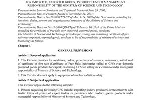 Circular No. 22/2010/TT-BKHCN providing for the grant and examination