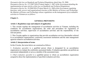 Circular No. 21/2010/TT-BKHCN of December 29, 2010, regulating management on acc