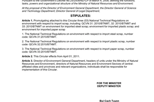 Circular No. 43/2010/TT-BTNMT stipulating national technical regulation