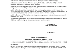 Circular No. 24/2010/TT-BKHCN issuing and implementing of national technical