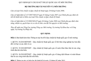 Thông tư 42/2010/TT-BTNMT Quy chuẩn kỹ thuật quốc gia môi trường