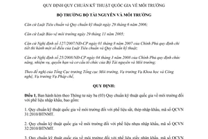 Thông tư 43/2010/TT-BTNMT Quy chuẩn kỹ thuật quốc gia môi trường