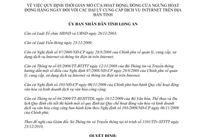 Quyết định 66/2010/QĐ-UBND thời gian mở cửa hoạt động, đóng cửa