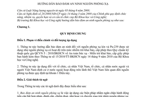 Thông tư 23/2010/TT-BKHCN hướng dẫn bảo đảm an ninh nguồn phóng xạ