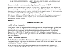 Circular No. 25/2010/TT-BKHCN guiding the procedures for licensing the road