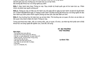 Thông tư 24/2010/TT-BKHCN  Quy chuẩn kỹ thuật quốc gia An toàn bức xạ