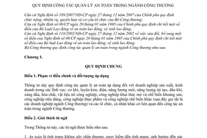 Thông tư 43/2010/TT-BCT  công tác quản lý an toàn trong ngành công thương