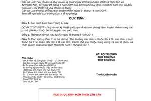 Thông tư 46/2010/TT-BYT Quy chuẩn kỹ thuật quốc gia vệ sinh phòng bệnh truyền
