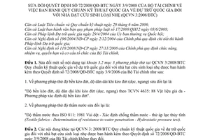 Thông tư 217/2010/TT-BTC sửa đổi Quyết định 72/2008/QĐ-BTC quy chuẩn kỹ thuật