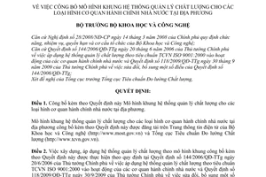 Quyết định 2968/QĐ-BKHCN công bố Mô hình khung hệ thống quản lý chất lượng