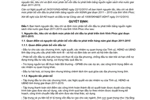 Quyết định 42/2010/QĐ-UBND nguyên tắc tiêu chí định mức phân bổ vốn đầu tư