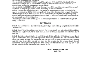 Quyết định 32/2010/QĐ-UBND giá đất áp dụng trên địa bàn tỉnh Bến Tre