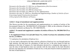 Decree No. 120/2010/ND-CP amending and supplementing a number of articles of the