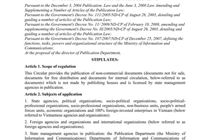 Circular No. 29/2010/TT-BTTTT  on publication of non-commercial documents