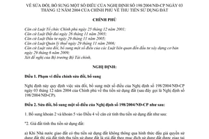 Nghị định 120/2010/NĐ-CP sửa đổi Nghị định 198/2004/NĐ-CP  thu tiền sử dụng đất