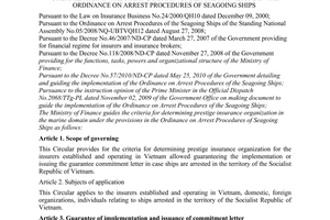 Circular No. 219/2010/TT-BTC guiding the criteria for determining prestige