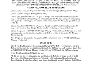 Quyết định 50/2010/QĐ-UBND sửa đổi Phụ lục Quy định bồi thường, hỗ trợ