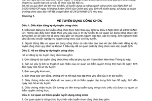 Thông tư 13/2010/TT-BNV hướng dẫn tuyển dụng nâng ngạch công chức