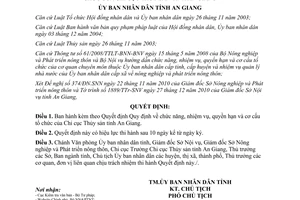 Quyết định 72/2010/QĐ-UBND  Chức năng nhiệm vụ Chi cục Thủy sản tỉnh An Giang