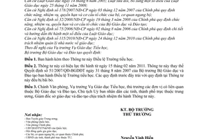 Thông tư 41/2010/TT-BGDĐT Điều lệ Trường tiểu học