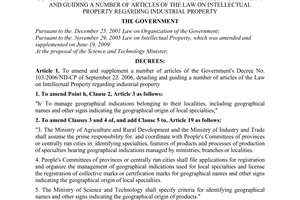 Decree No. 122/2010/ND-CP amending and supplementing a number of articles