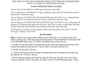 Quyết định 36/2010/QĐ-UBND sửa đổi Quyết định 39/2008/QĐ-UBND Lai Châu