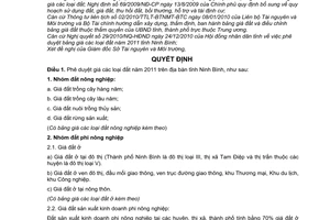 Quyết định 1226/QĐ-UBND phê duyệt giá đất năm 2011