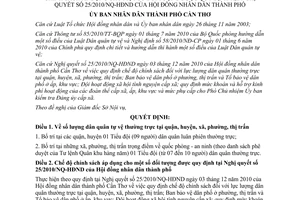 Quyết định 51/2010/QĐ-UBND số lượng dân quân tự vệ thường trực cấp huyện xã