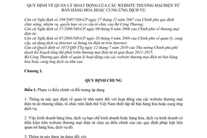 Thông tư 46/2010/TT-BCT  quản lý hoạt động website thương mại điện tử