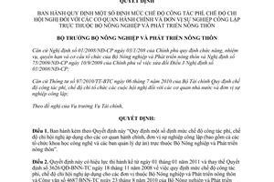 Quyết định 3565/QĐ-BNN-TC  Quy định định mức chế độ công tác phí