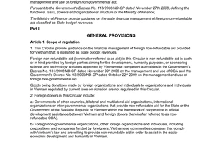 Circular No. 225/2010/TT-BTC on the state financial management of non-refundable