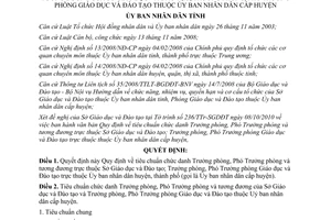 Quyết định 46/2010/QĐ-UBND tiêu chuẩnTrưởng phòng Sở Giáo dục Tuyên Quang