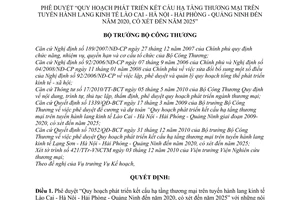 Quyết định 7052a/QĐ-BCT phê duyệt “Quy hoạch phát triển kết cấu hạ tầng