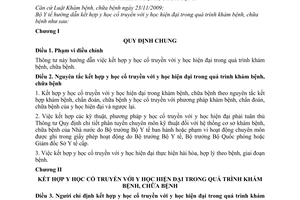 Thông tư 50/2010/TT-BYT hướng dẫn kết hợp y học cổ truyền với hiện đại