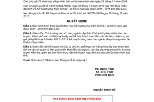 Quyết định 26/2010/QĐ-UBND kế hoạch phát triển kinh tế xã hội 5 năm 2011 - 2015