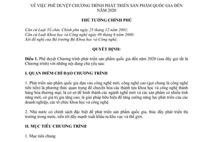 Quyết định 2441/QĐ-TTg  phê duyệt Chương trình phát triển sản phẩm quốc gia