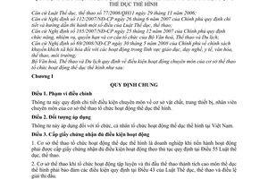 Thông tư 16/2010/TT-BVHTTDL điều kiện hoạt động cơ sở thể thao