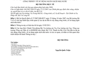 Thông tư 49/2010/TT-BYT bãi bỏ Quyết định 37/2007/QĐ-BYT Quy trình quản lý dự án