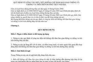 Thông tư 40/2010/TT-BGTVTcông tác điều tiết khống chế đảm bảo giao thông