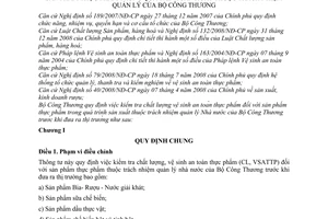 Thông tư 47/2010/TT-BCT kiểm tra chất lượng, vệ sinh an toàn thực phẩm