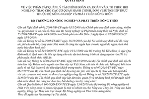 Quyết định 3566/QĐ-BNN-TC phân cấp quản lý tài chính đoàn ra, vào