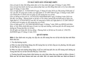 Quyết định 32/2010/QĐ-UBND mức trợ giúp trợ cấp cho đối tượng bảo trợ xã hội