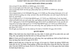 Quyết định 38/2010/QĐ-UBND chính sách hỗ trợ phát triển sản xuất nông, lâm