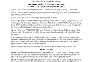 Nghị quyết 139/2010/NQ-HĐND phân cấp nguồn thu nhiệm vụ chi ngân sách Kiên Giang