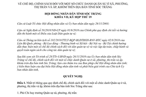 Nghị quyết 13/2010/NQ-HĐND chế độ chính sách một số chức danh Quân sự ở xã