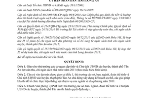 Quyết định 55/2010/QĐ-UBND giao dự toán thu chi ngân sách nhà nước 2011 Long An